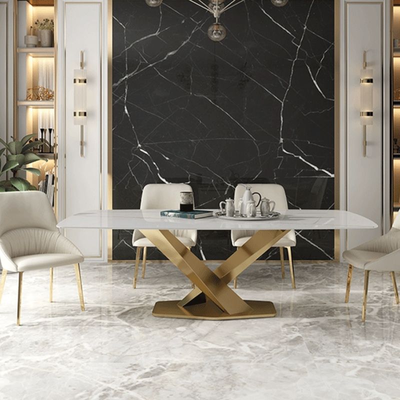 Traditional Luxury Rectangle Dining Table Stone Top Table for Dining Room Clearhalo 'Dining Tables & Seating' 'Dining Tables' 'dining_table' 'furn' 'furn_dining_table' 'Furniture' 'Kitchen & Dining Furniture' 1200x1200_77afd2da-14a8-47b7-888e-83f6db89c57b