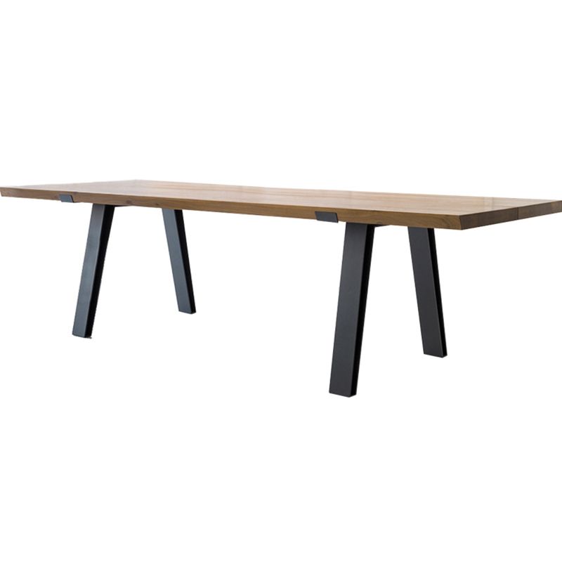 Rectangle 4 Legs Industrial Table Wood Color Fixed Table of Solid Wood Clearhalo ' dining_table' 'Dining Tables & Seating' 'Dining Tables' 'furn' 'furn_dining_table' 'Furniture' 'furniture_dining_table' 'Kitchen & Dining Furniture' 'kitchen&dining_furn' 'kitchen' 'kitchen_dining_table' 1200x1200_77afde15-57bc-4054-9924-80584d8b3b74