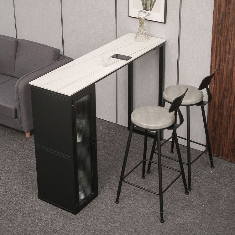 Marble Patio Bar Table with Rectangle Table Top Double Pedestal Table - 41.3" H Clearhalo 'Bar Furniture' 'Bar Tables' 'bar_tables' 'furn' 'furn_bar_tables' 'Furniture' 'furniture_bar_tables' 'Kitchen & Dining Furniture' 1200x1200_77b17767-9f1c-4b69-ad4d-a441955d50d3