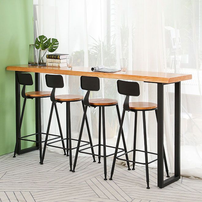 Natural Wooden Top Cocktail Bar Table Sled Modern Bistro Accent Dining Table Clearhalo 'Bar Furniture' 'Bar Tables' 'bar_tables' 'furn' 'furn_bar_tables' 'Furniture' 'Kitchen & Dining Furniture' 1200x1200_77b1a88b-4012-4754-a540-9df5b6a2314b