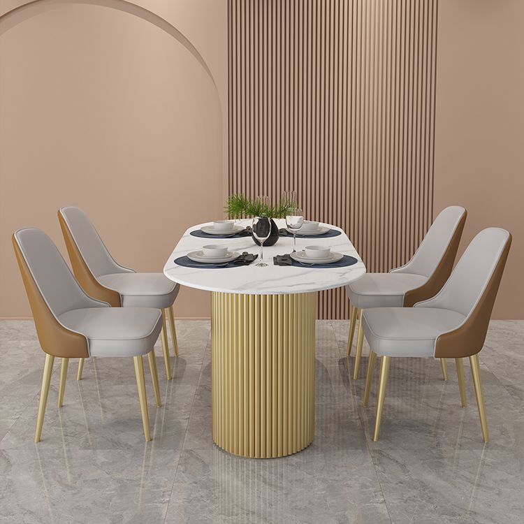 Modern Style Dining Table Oval Double Pedestal Dining Table for Home Clearhalo ' dining_table' 'Dining Tables & Seating' 'Dining Tables' 'furn' 'furn_dining_table' 'Furniture' 'furniture_dining_table' 'Kitchen & Dining Furniture' 'kitchen&dining_furn' 'kitchen' 'kitchen_dining_table' 1200x1200_77b46691-b6da-4463-ad39-2c145fe4a736