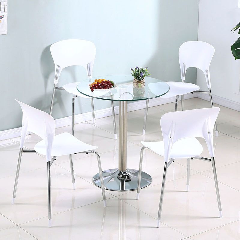 Contemporary Round Dining Room Table Tempered Glass Table with Tulip Base Clearhalo ' dining_table' 'Dining Tables & Seating' 'Dining Tables' 'furn' 'furn_dining_table' 'Furniture' 'furniture_dining_table' 'Kitchen & Dining Furniture' 'kitchen&dining_furn' 'kitchen' 'kitchen_dining_table' 1200x1200_77b773ea-f58a-40fb-81dc-32b41d929f04