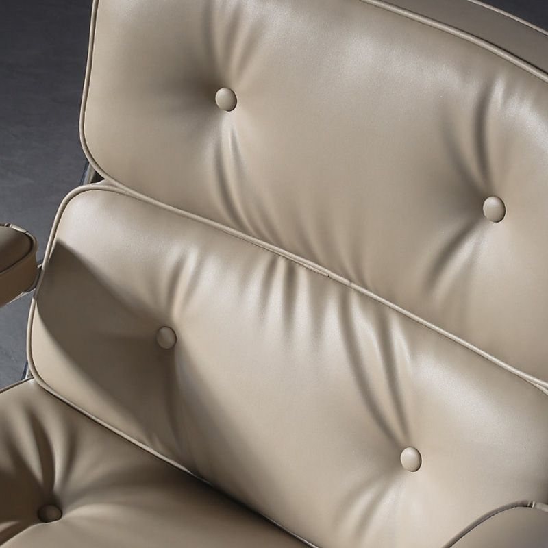 27.16" L x 25.98" W x 36.22" H Genuine Leather Arm Chair with Wheels for Bedroom Clearhalo 'Accent Chairs' 'accent_chairs' 'Chairs & Seating' 'Furniture' 'furniture_accent_chairs' 'Living Room Furniture' 1200x1200_77b859c8-70af-4d2e-a041-6473a94051b8