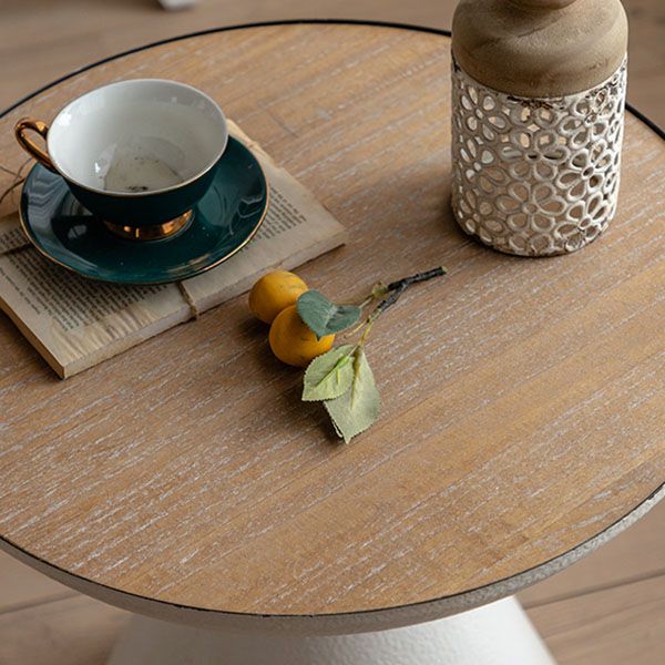 Tavolo da parte superiore rotondo in legno 18,9 "Fine piedistallo alto