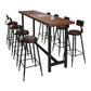 Brown Modern Bar Table Solid Wood Bar Table with Metal Base for Coffee Shop, Only Table Clearhalo 'Bar Furniture' 'Bar Tables' 'bar_tables' 'furn' 'furn_bar_tables' 'Furniture' 'furniture_bar_tables' 'Kitchen & Dining Furniture' 1200x1200_77b8ac83-6713-4d1c-b4a0-3307f0673edd