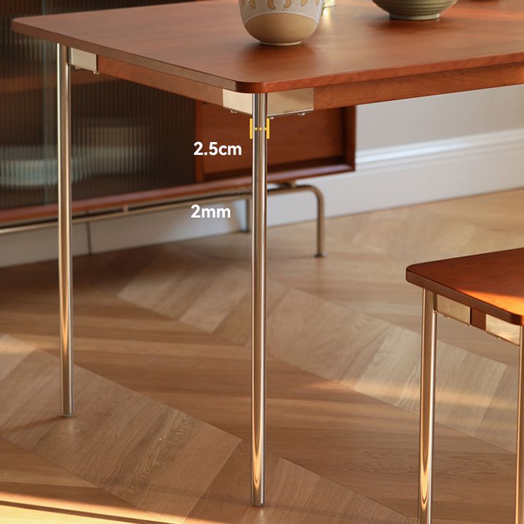 Boxwood Solid Wood Dining Table Metallic 4 Legs Base Rectangle Table for Home Clearhalo ' dining_table' 'Dining Tables & Seating' 'Dining Tables' 'furn' 'furn_dining_table' 'Furniture' 'furniture_dining_table' 'Kitchen & Dining Furniture' 'kitchen&dining_furn' 'kitchen' 'kitchen_dining_table' 1200x1200_77ba9462-de54-4bfc-b1fb-ab591cd83bcb