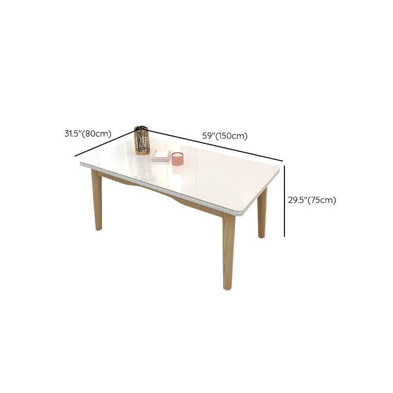 Contemporary Dining Table White Dining Table with Solid Wood Base
