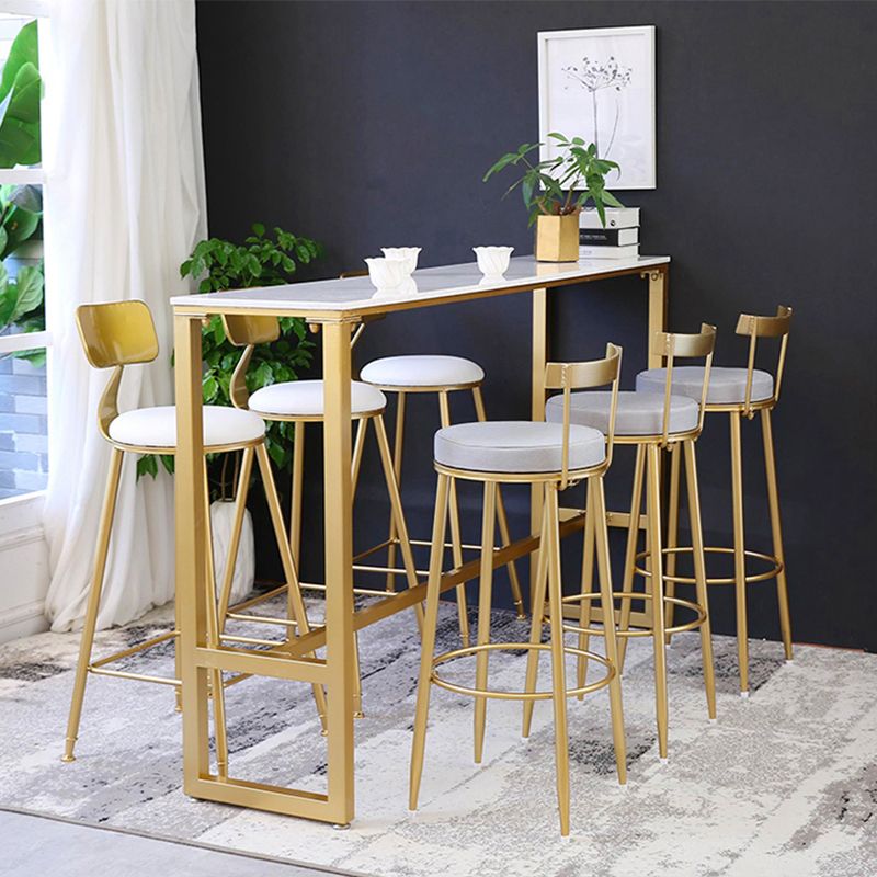 Juego de mesa de pub de piedra blanca rectangular de 1/2/4/7 piezas de altura de mostrador Glam para interiores