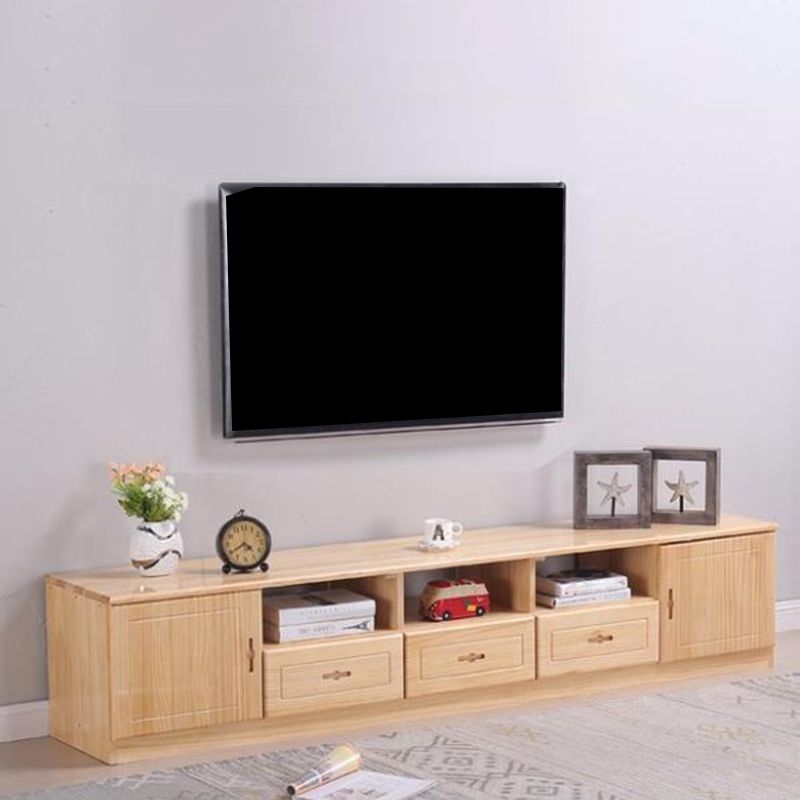 Scandinavian Pine Wood TV Media Stand Natural Wood Media Console with Drawers Clearhalo 'furn' 'furn_tv_stands_entertainment_centers' 'Furniture' 'Living Room Furniture' 'TV Stands & Entertainment Centers' 'TV Stands & Media Storage Furniture' 'tv_stands_entertainment_centers' 1200x1200_77bc8f14-acd9-4197-8c39-b00951ef1675