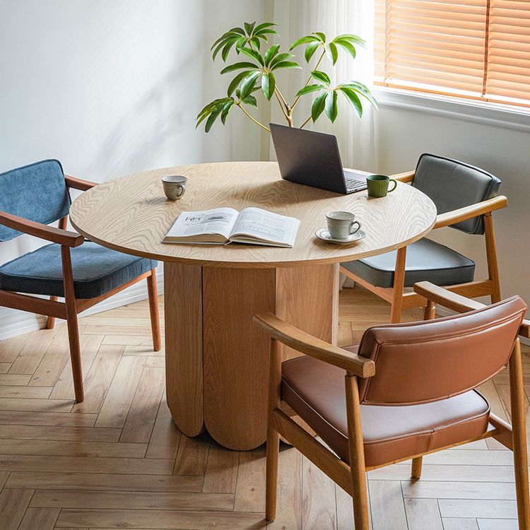 Oak Wood Round Dining Table Kitchen Table in Nature with Wooden Pedestal Clearhalo ' dining_table' 'Dining Tables & Seating' 'Dining Tables' 'furn' 'furn_dining_table' 'Furniture' 'furniture_dining_table' 'Kitchen & Dining Furniture' 'kitchen&dining_furn' 'kitchen' 'kitchen_dining_table' 1200x1200_77bc9343-2b42-48b0-8a67-1f6b0a2e0438
