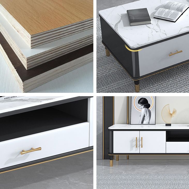 Glam Style TV Stand Stone Open Storage TV Console with Shelves Clearhalo 'furn' 'furn_tv_stands_entertainment_centers' 'Furniture' 'Living Room Furniture' 'TV Stands & Entertainment Centers' 'TV Stands & Media Storage Furniture' 'tv_stands_entertainment_centers' 1200x1200_77bccf61-8935-4055-b466-413badaca2b9