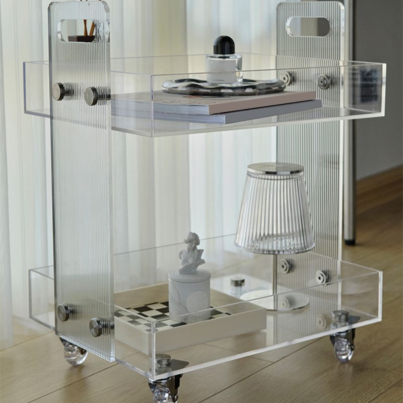 Modern Plastic Rectangular End Table Double Tier Corner Table with Storage Clearhalo 'Coffee & Accent Tables' 'End & Side Tables' 'end_side_tables' 'furn' 'furn_end_side_tables' 'Furniture' 'Living Room Furniture' 1200x1200_77bd4758-7671-461e-8bce-46eb1182e1a6