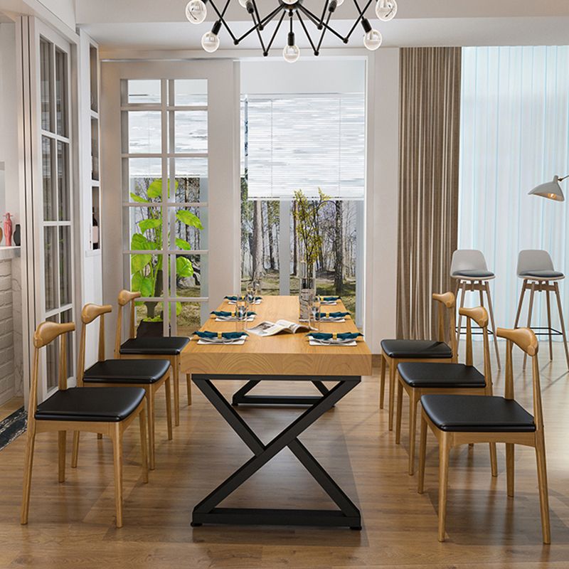 Pine Solid Wood Dining Table Industrial Rectangle Table with Double Pedestal Clearhalo 'Dining Tables & Seating' 'Dining Tables' 'dining_table' 'furn' 'furn_dining_table' 'Furniture' 'Kitchen & Dining Furniture' 1200x1200_77bdddb6-eca1-41c1-8efd-1e892b19f9c8