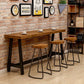 Mesa de barra rectangular de estilo módem mesa de comedor de barra de madera sólida con base de caballete