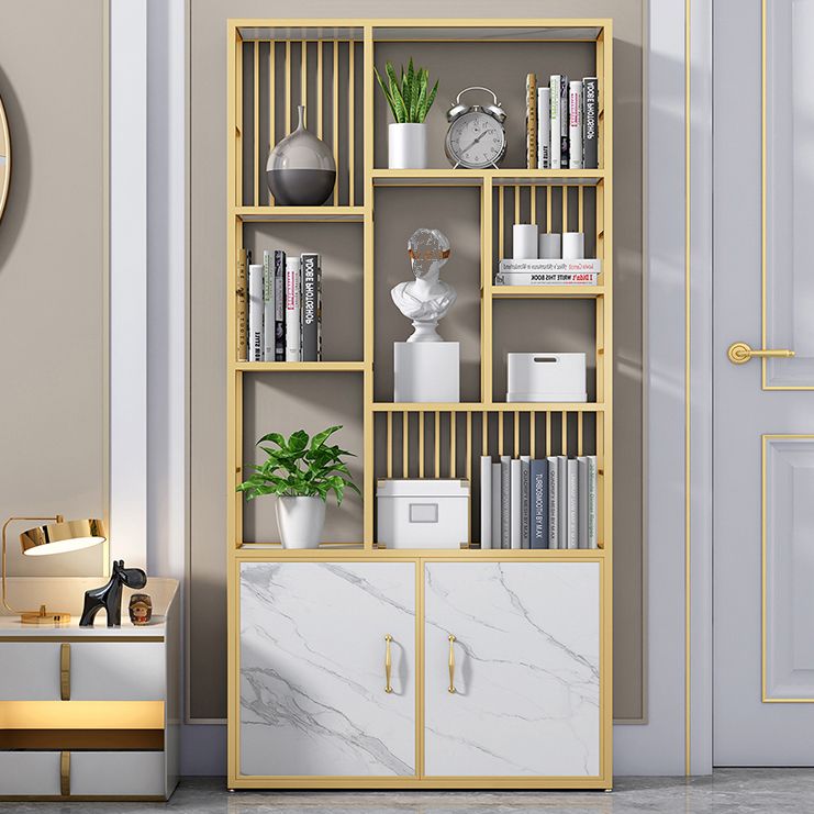 Contemporary 70.87" H Metal Shelf Open Bookcase for Living Room Clearhalo 'Bookcases' 'furn' 'furn_bookcases' 'Furniture' 'Office Furniture' 1200x1200_77bf8da6-ae5a-4e85-85b9-7ba8ce4df884