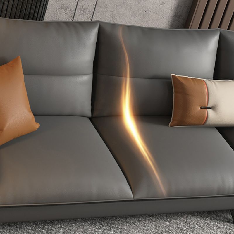 Sofá de sala de estar de cuero con brazo acampanado estacionario de Glamam