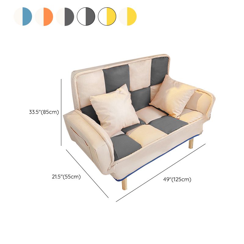 Leather Convertible Sofa Living Room Rolled Arm Loveseat with Pillows