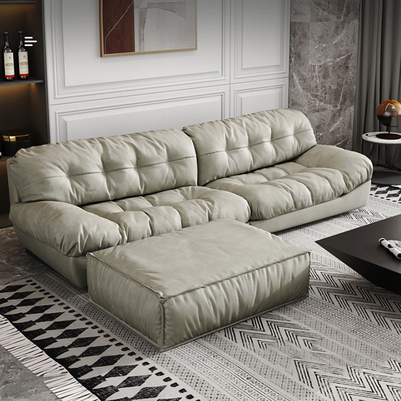 Modern Style Sofa with Pillow Back Sponge Cushion Frosted Velvet & Imitation Leather Clearhalo 'furn' 'furn_sofas' 'Furniture' 'furniture_sofas' 'kitchen' 'kitchen_sofas' 'Living Room Furniture' 'Sofa' 'sofas' 1200x1200_77c1f773-502e-4bec-8ab3-59d25428b06b