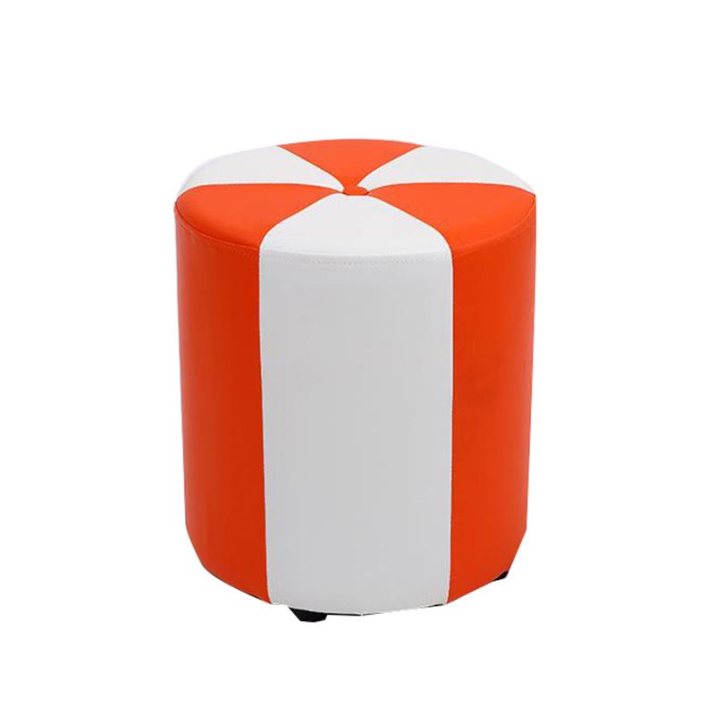 Modern Ottoman Faux Leather Upholstered Stripe Printed Cylinder Shape Ottoman Clearhalo 'furn' 'furn_ottomans_poufs' 'Furniture' 'Living Room Furniture' 'Ottomans & Poufs' 'ottomans_poufs' 1200x1200_77c2d35d-7576-46ad-8c0e-30e32efebce3