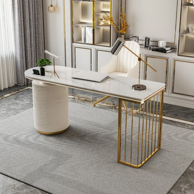 Table d'écriture de forme gratuite moderne Bureau de bureau en pierre enthousiaste avec tiroirs