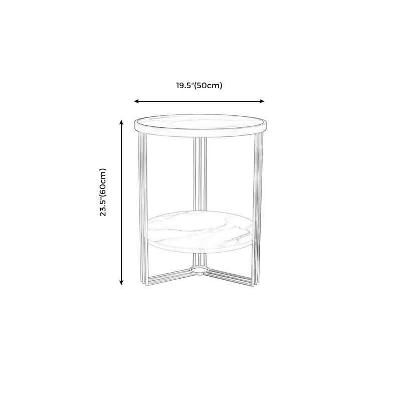 Modern Style Metal Iron Gold Base Slab/marble Top Round with Storage Rack Side Table