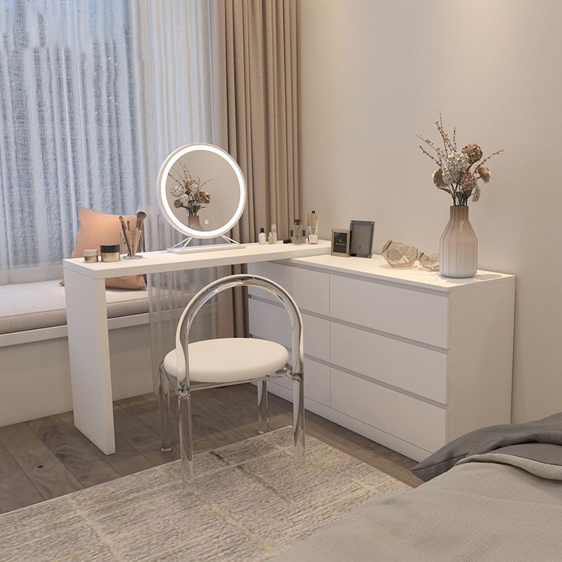 Modern Bright White With Drawer Bedroom Lighted Mirror Solid Wood Dressing Table Clearhalo 'Bedroom Furniture' 'furn' 'furn_makeup_vanities' 'Furniture' 'Makeup Vanities' 'makeup_vanities' 1200x1200_77c389c1-cd5f-4385-9c5d-022bab53a792