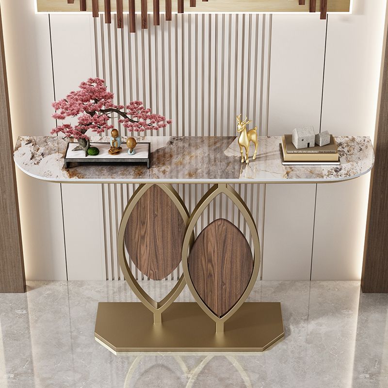 Mesa de consolor de piedra estilo glam con base de pedestal para la mesa del salón