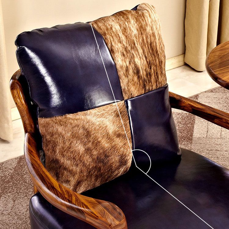 Silla de brazo de comedor de marco de madera sólida para la silla tapizada de cuero