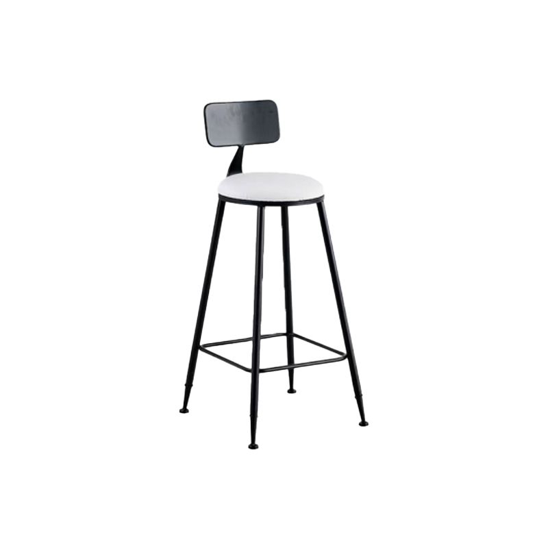 Round Upholstered Dining Stools Low Back Bar Stools with Footrest