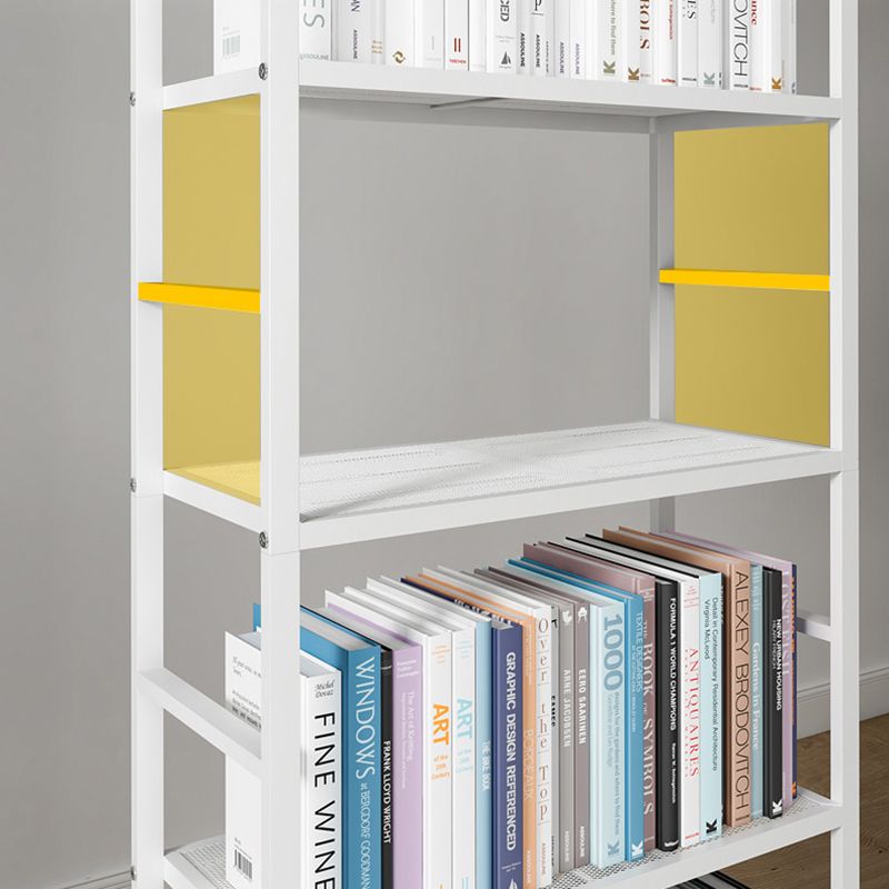 Modern White/Grey Metal Bookshelf Standard Vertical Open Shelf Bookcase