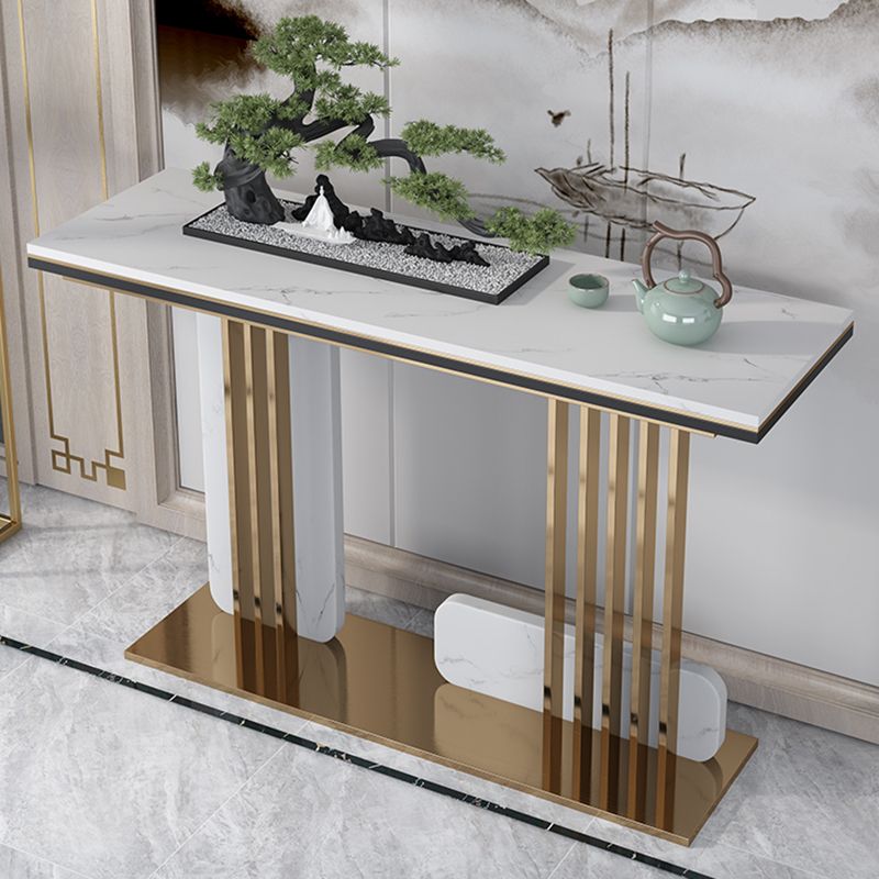 Console rettangolo in marmo glam Tabella 1-scaffale 31,5 "tavolo di accento alto