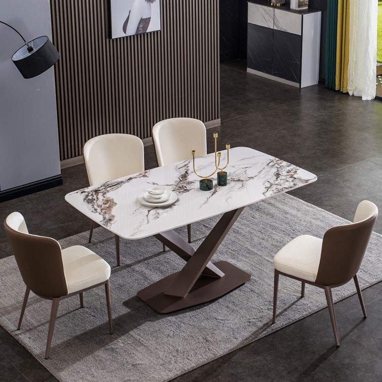 Metal Traditional Luxury Rectangle Table White Sintered Stone Table with Pedestal Base Clearhalo ' dining_table' 'Dining Tables & Seating' 'Dining Tables' 'furn' 'furn_dining_table' 'Furniture' 'furniture_dining_table' 'Kitchen & Dining Furniture' 'kitchen&dining_furn' 'kitchen' 'kitchen_dining_table' 1200x1200_77c83e1c-10bf-4f60-a2cb-7768cd8b20cb