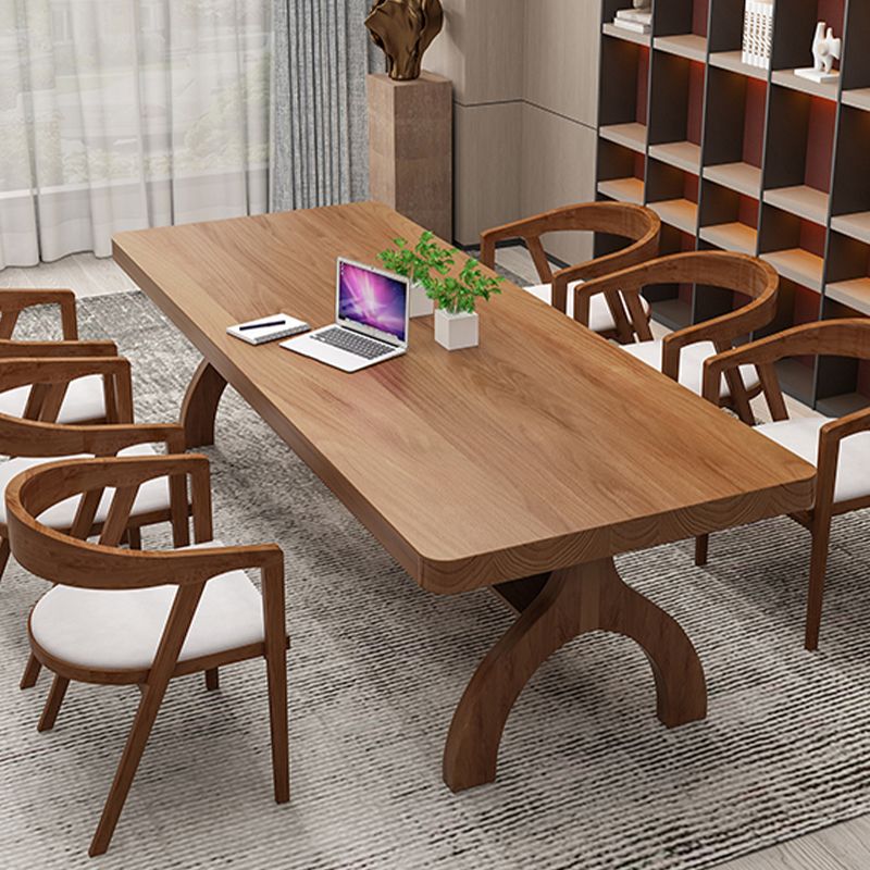 Massief hout gebogen rechthoekbureau 1 plank 29.53 "hoge bureau