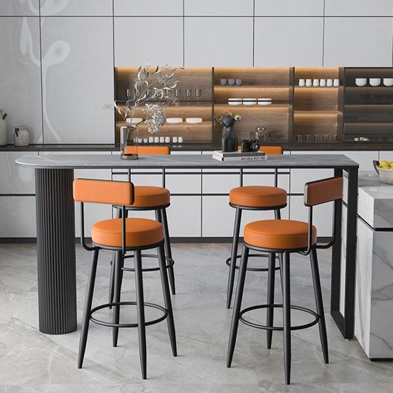 Nordic Style Stone Top Bar Table 42-inch Height Metal Pedestal Bistro Table Clearhalo 'Bar Furniture' 'Bar Tables' 'bar_tables' 'furn' 'furn_bar_tables' 'Furniture' 'Kitchen & Dining Furniture' 1200x1200_77c9f2c9-5e41-4406-a4e3-f064bcb6f4d8