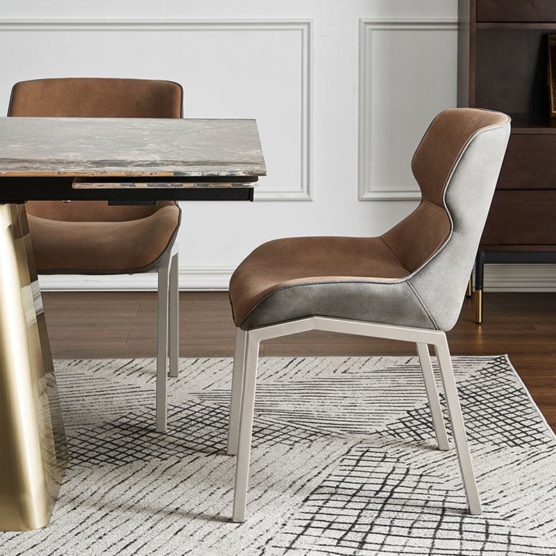 Metal Industrial Dining Chair with Grey Legs Matte Finish Wingback Side Chair