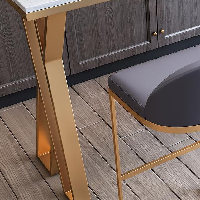 Tavolo da pranzo in pietra glam tavolo da bar rettangolo con doppio piedistallo per soggiorno