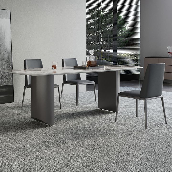 Silberbein zeitgenössischer Kunstleder -Esszimmerstuhl für Zuhause