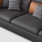 Adjustable Faux Leather Flared Arm Sectional with Storage for Living Room