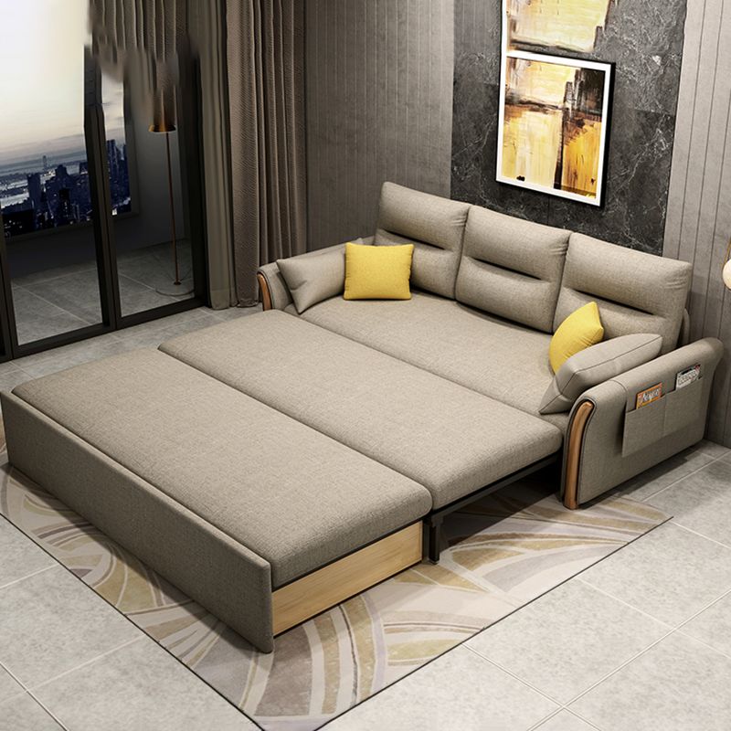 Cama de sofá de brazo acampanado de mezcla de algodón contemporánea con almohadas