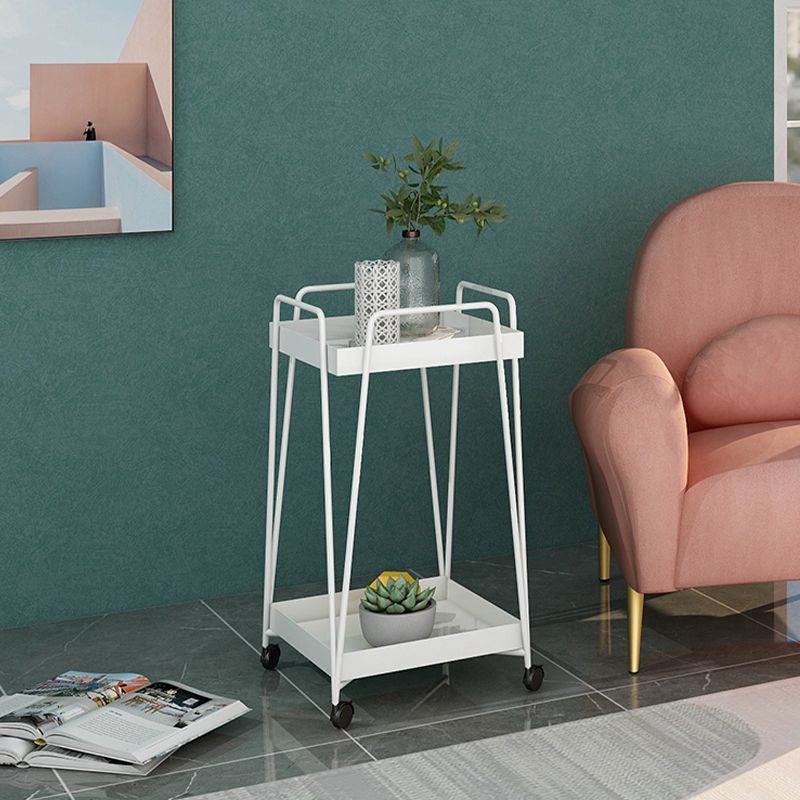 Mesa de esquina cuadrada de mediados de siglo Bandeja de metal de la bandeja de metal Topil final con almacenamiento