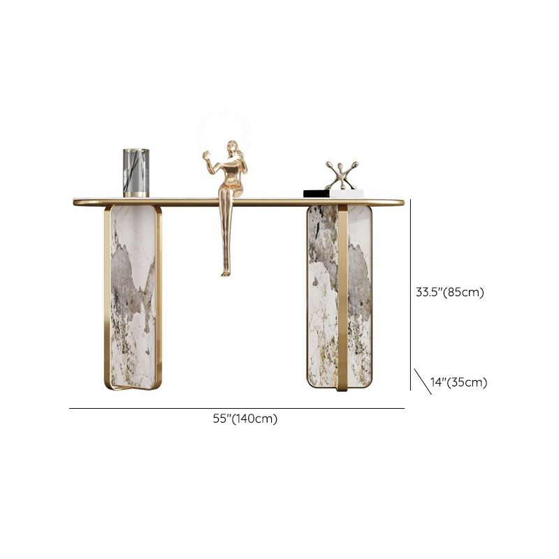 Stone Oval Console Table 33.46" Tall 1-shelf Accent Table for Hall Clearhalo 'Console Tables' 'console_tables' 'Entry & Mudroom Furniture' 'furn' 'furn_console_tables' 'Furniture' 1200x1200_77d18cd0-8c60-4526-a2e6-aac726cae5db