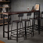 Industrial Armless Counter Stool Iron Bar Stool with Leather Cushion and Footrest