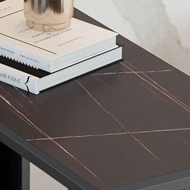 Modern Rectangle Bar Dining Table Stone and Metal Bar Table with Storage Base