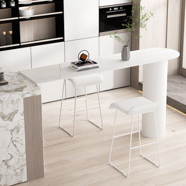 Modern Iron Bar Dining Table with Stone Top Indoor Bistro Table Fixed Table Clearhalo 'Bar Furniture' 'Bar Tables' 'bar_tables' 'furn' 'furn_bar_tables' 'Furniture' 'furniture_bar_tables' 'Kitchen & Dining Furniture' 1200x1200_77d3cb6b-792d-4269-ad1e-4083fc7d44cb