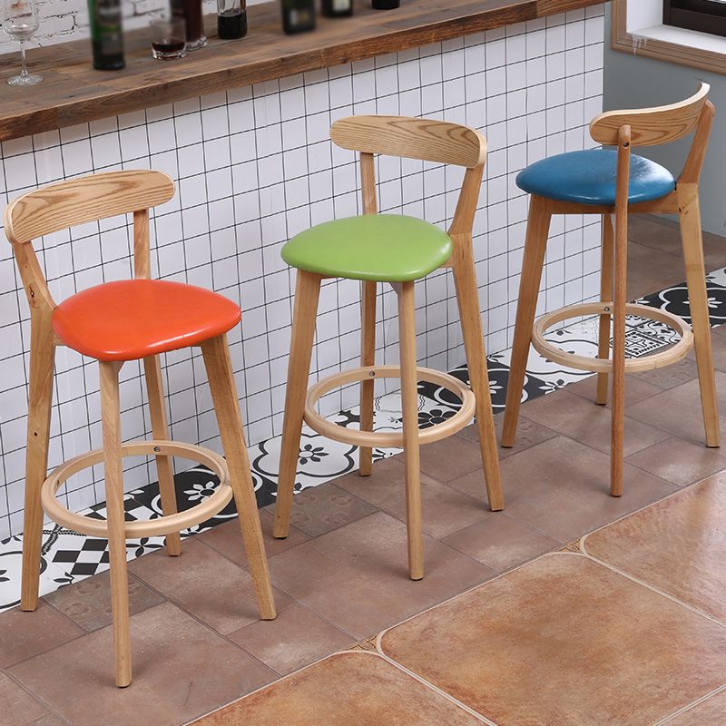 Scandinavian Style Bar-stool with Wooden leg Square Seat Counter Stool for Kitchen Bar Clearhalo 'Bar Furniture' 'Bar Stools' 'bar_stools' 'furn' 'furn_bar_stools' 'furniture_bar_stools' 'Kitchen & Dining Furniture' 'kitchen&dining_furn' 'kitchen' 'kitchen_furn' Furniture' 1200x1200_77d51def-d1cb-4094-a5fe-b80e78536998