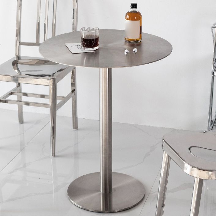 Industrial Dining Table Stainless Steel Table with Pedestal Base for Kitchen Clearhalo ' dining_table' 'Dining Tables & Seating' 'Dining Tables' 'furn' 'furn_dining_table' 'Furniture' 'furniture_dining_table' 'Kitchen & Dining Furniture' 'kitchen&dining_furn' 'kitchen' 'kitchen_dining_table' 1200x1200_77d6468c-5243-4bc2-bf1d-9918cee20f57