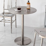 Industrial Dining Table Stainless Steel Table with Pedestal Base for Kitchen Clearhalo ' dining_table' 'Dining Tables & Seating' 'Dining Tables' 'furn' 'furn_dining_table' 'Furniture' 'furniture_dining_table' 'Kitchen & Dining Furniture' 'kitchen&dining_furn' 'kitchen' 'kitchen_dining_table' 1200x1200_77d6468c-5243-4bc2-bf1d-9918cee20f57