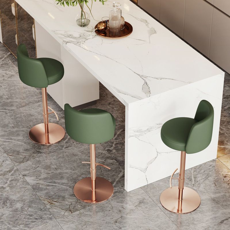 Glam Style Liftable Bar Stool PU Leather Counter Bar Stool with Metal Legs for Home