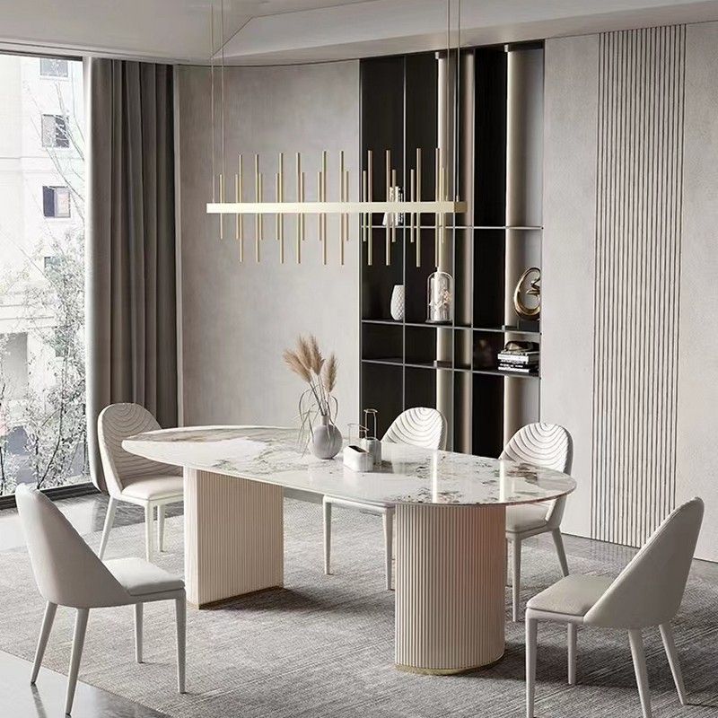 Stone Dining Table Contemporary Style Oval Dining Site Table for Home