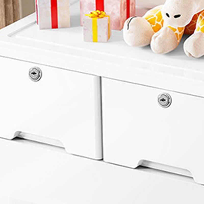 Rectangular Plastic Wardrobe Teen Style Simple White Bedroom Storage Cabinet